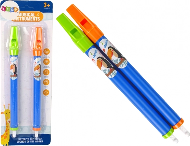 Flauti per bambini con animali – set blu, 2 pezzi