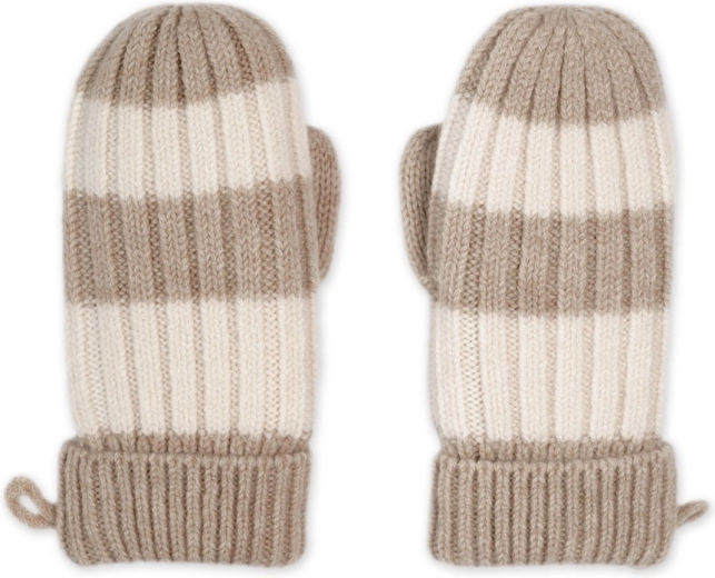 Guanti Lodger Stripe Merino beige, taglia 1–2 anni - 1 pezzo