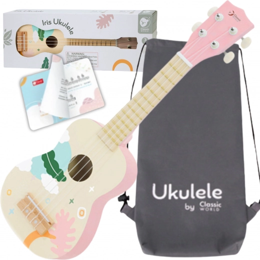 ukulele classico in legno per bambini Classic World rosa