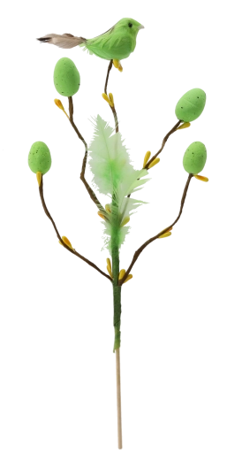 Ramoscello pasquale con uccellino e ovetti su pick 24 cm