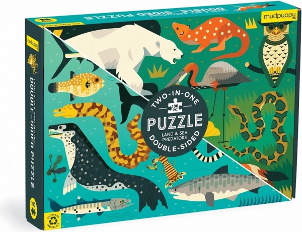 Puzzle doppio lato Mudpuppy Predatori terrestri e marini