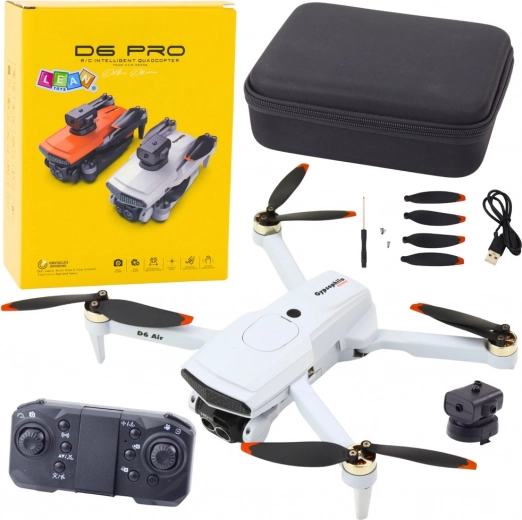 Drone D6 Pro con fotocamera e illuminazione LED, controllo tramite app – Grigio chiaro