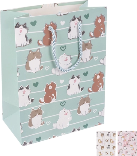 Borsa regalo in carta con motivo gatto 26 × 10 × 32 cm