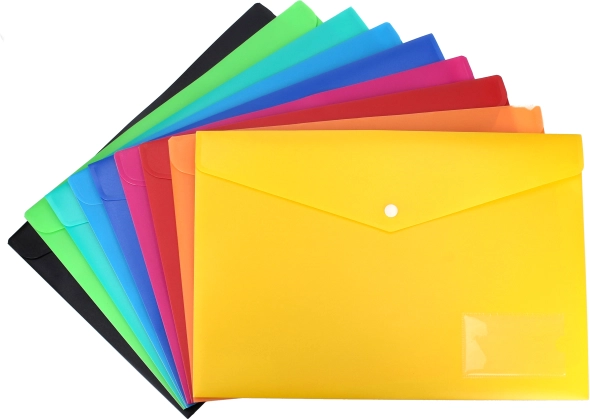 Cartella con bottone in plastica morbida