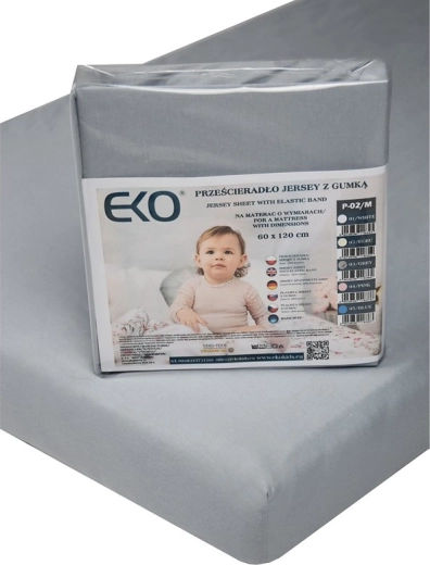 EKO lenzuolo con angoli in jersey con elastico grigio 120 × 60 cm