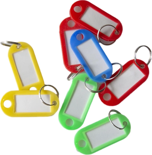 Etichetta portachiavi in plastica con anello 5 cm, mix di colori (50 pz)