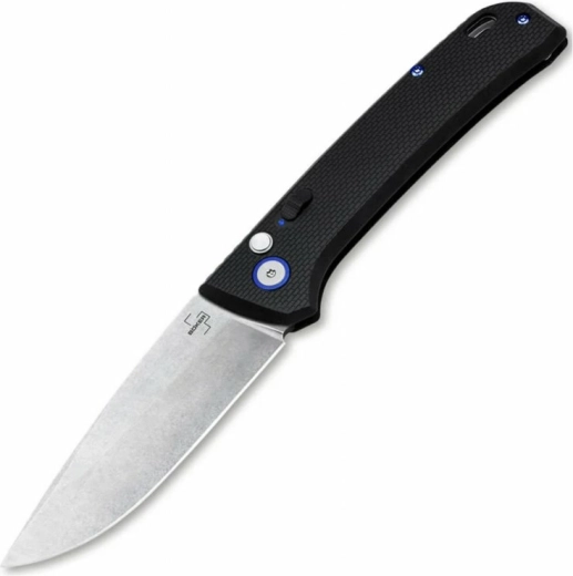 Böker Plus FRND Silver coltello tascabile automatico 8,5 cm, stonewash, nero, Grivory