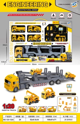 Set da costruzione con camion, veicoli e accessori