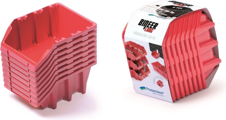 Set di box portaoggetti Bineer Long, 8 pz, rosso