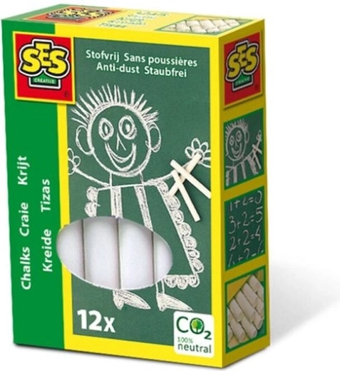 Gesso bianco senza polvere SES 12 pz