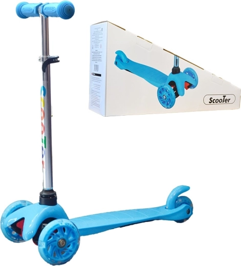 Monopattino triciclo per bambini con ruota luminosa – blu