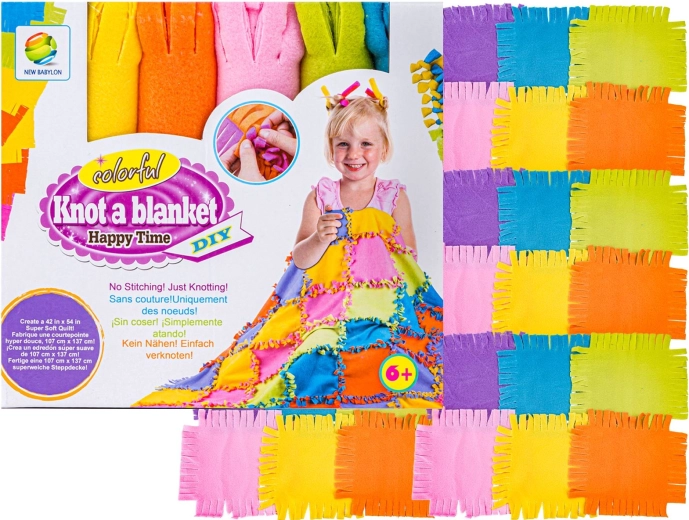 Kit creativo fai da te per realizzare una coperta patchwork in peluche