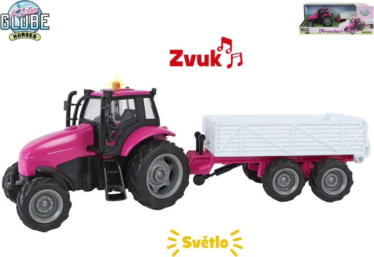 Kids Globe Horses trattore con rimorchio con luci e suoni