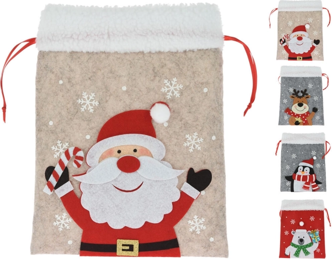 Sacchetto natalizio in feltro con stampa 26 cm