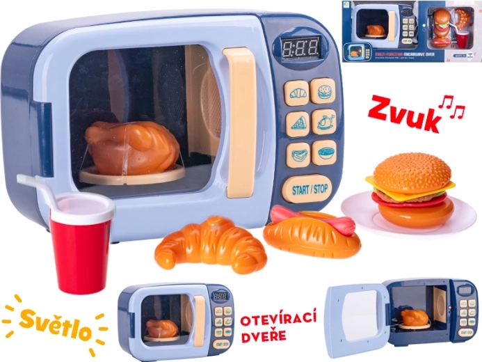 Forno a microonde giocattolo con luci e suoni – blu