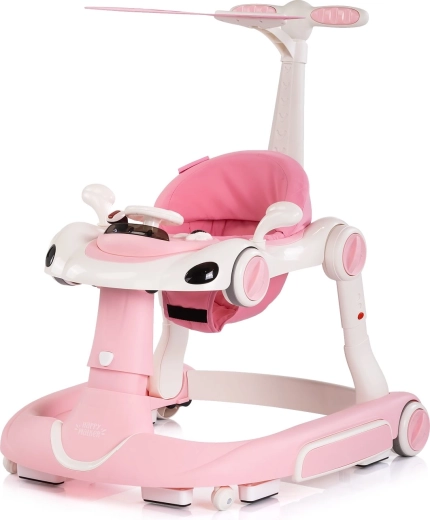 Girello 5 in 1 con pannello musicale e cappottina – Chipolino Happy Walker, rosa