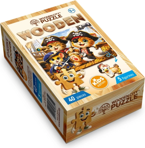 Puzzle in legno WOODEN CITY Gattini e avventura dei pirati, 40 pezzi