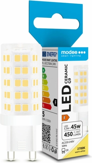 Lampadina LED G9 in ceramica 4,3 W bianco caldo