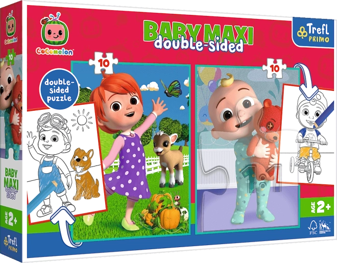 Puzzle bifacciale COCOMELON – amici, TREFL Baby Maxi 2×10 pezzi