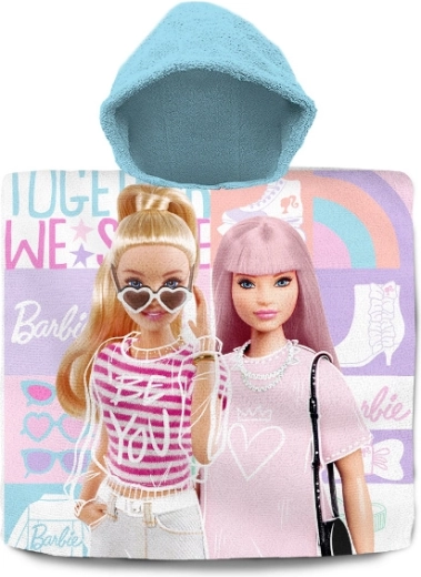 Poncho da bagno per bambini con cappuccio BARBIE in cotone
