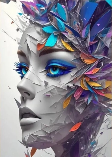 Pittura diamantata – ritratto astratto di donna 30 × 40 cm