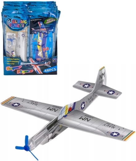 Aereo da combattimento in polistirene da lancio con elica 19 cm - 1 pezzo