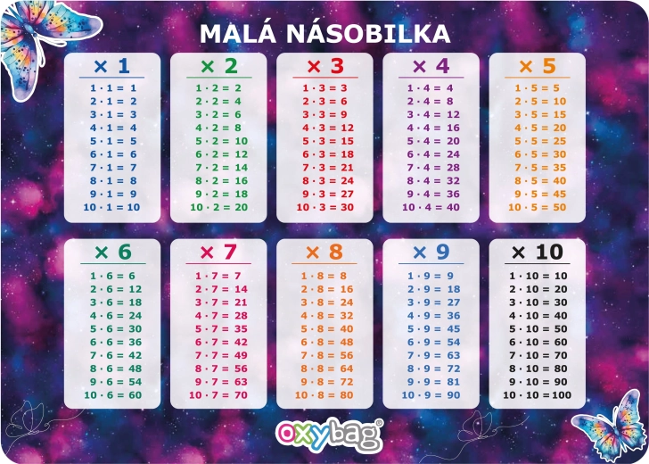 Scheda didattica A4 tabellina (piccola) farfalla - 1 pezzo