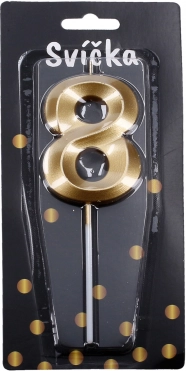 Candela per festa numero otto dorata