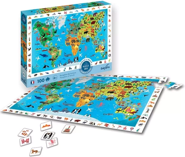 Sentosphere puzzle mappa del mondo con animali