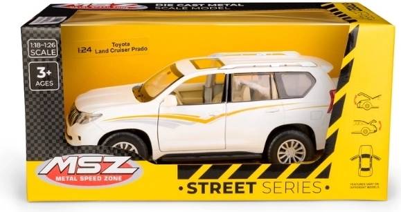 Modello d'auto MSZ Toyota Land Cruiser Prado bianco in scala 1:24
