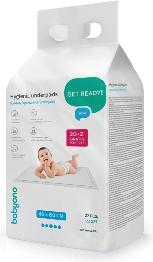 Tappetini igienici per il cambio BABYONO 40 × 60 cm, 22 pz