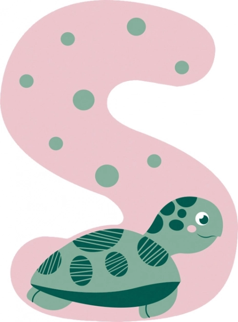 Piccola lettera S in legno con tartaruga