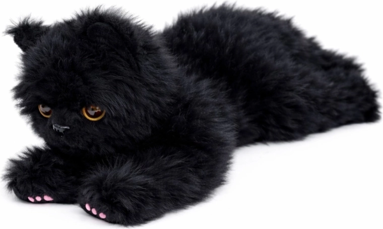 Gattina di peluche sdraiata nera 38 cm
