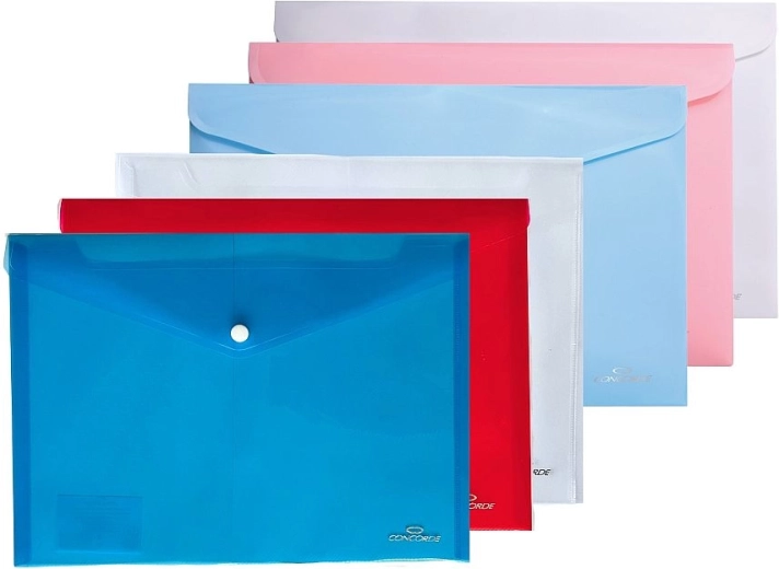 Cartelle portadocumenti con bottone A4 – mix di colori CONCORDE