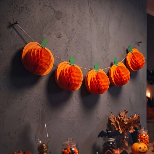 Ghirlanda di carta di Halloween con lanterne a forma di zucca 2 m