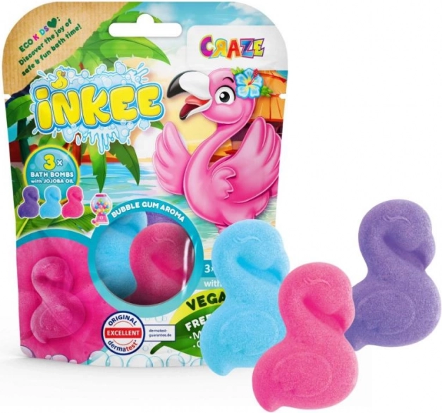 Inkee bombe frizzanti da bagno Fenicottero 3×55 g