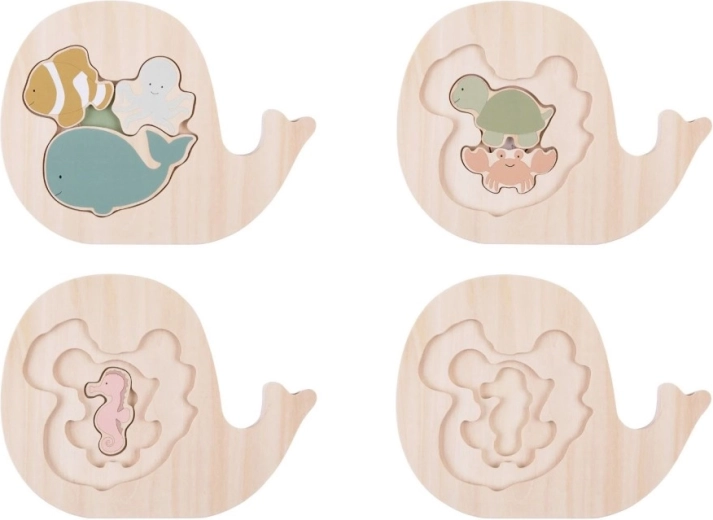 Jabadabado puzzle in legno a strati animali marini