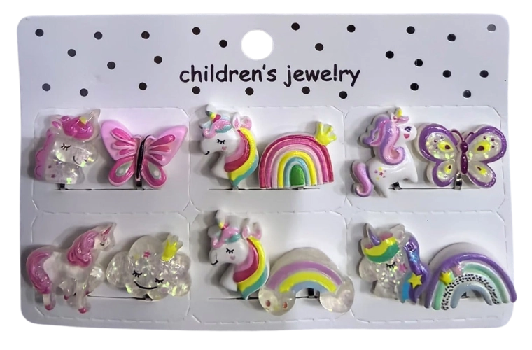 Pink set di orecchini per bambini con unicorni - 6 paia