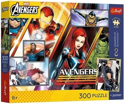 Puzzle Trefl Marvel Avengers – forza di squadra, 300 pezzi + poster