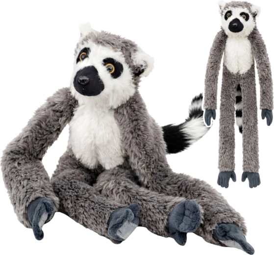 Lemure di peluche con zampette lunghe e chiusure a strappo, grigio 35 cm
