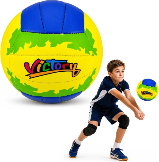 Pallone da pallavolo da allenamento Victory giallo-blu misura 5 (22 cm)