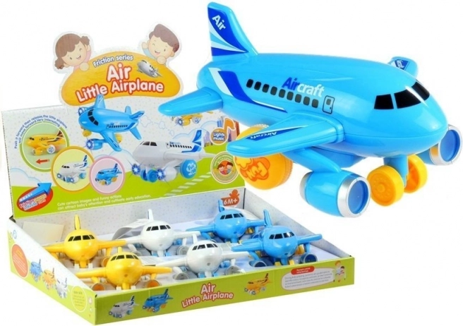 giocattolo aereo con trazione, effetti luminosi e sonori