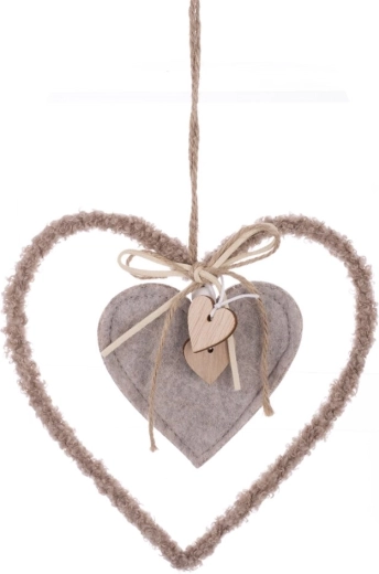 Decorazione da appendere a forma di cuore marrone 16 cm