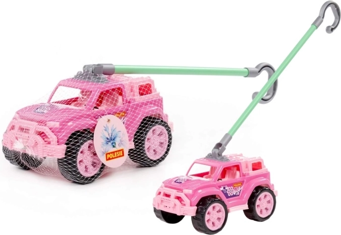 Cavalcabile per bambini Legionista con maniglia di guida rosa