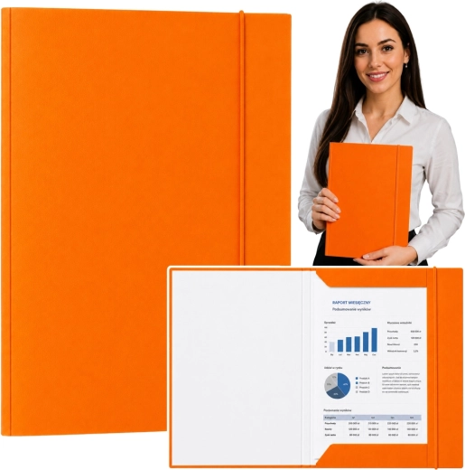 Cartellina in cartone verniciato con elastico A4, arancione (300 g/m²) - 1 pezzo