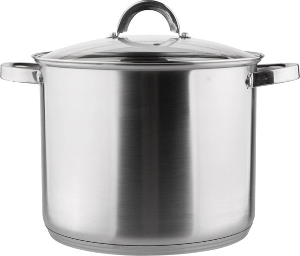 Fabio pentola alta in acciaio inox con coperchio in vetro 26 cm, 10,5 l