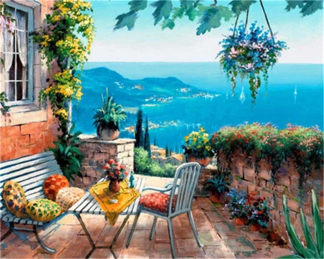 Norimpex pittura con diamanti natura morta in riva al mare 30 × 40 cm