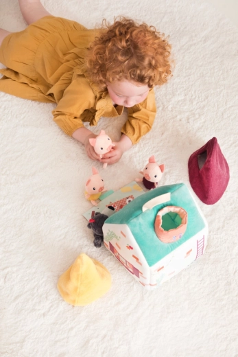 Casa in tessuto Lilliputiens con la fiaba Il lupo e i tre porcellini