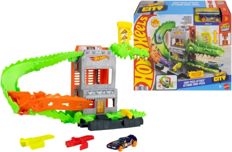 Hot Wheels coccodrillo – attacco alla pizzeria (set di gioco)