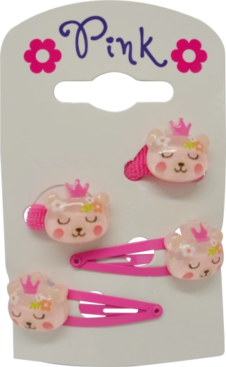 Accessori per capelli Orsetto – set 4 pz (mollettine e elastici)